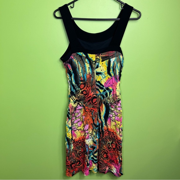 Joseph Ribkoff Dress  Ruched Stretch Sequin Colorful Party Unique Detail size 6 - Picture 5 of 5